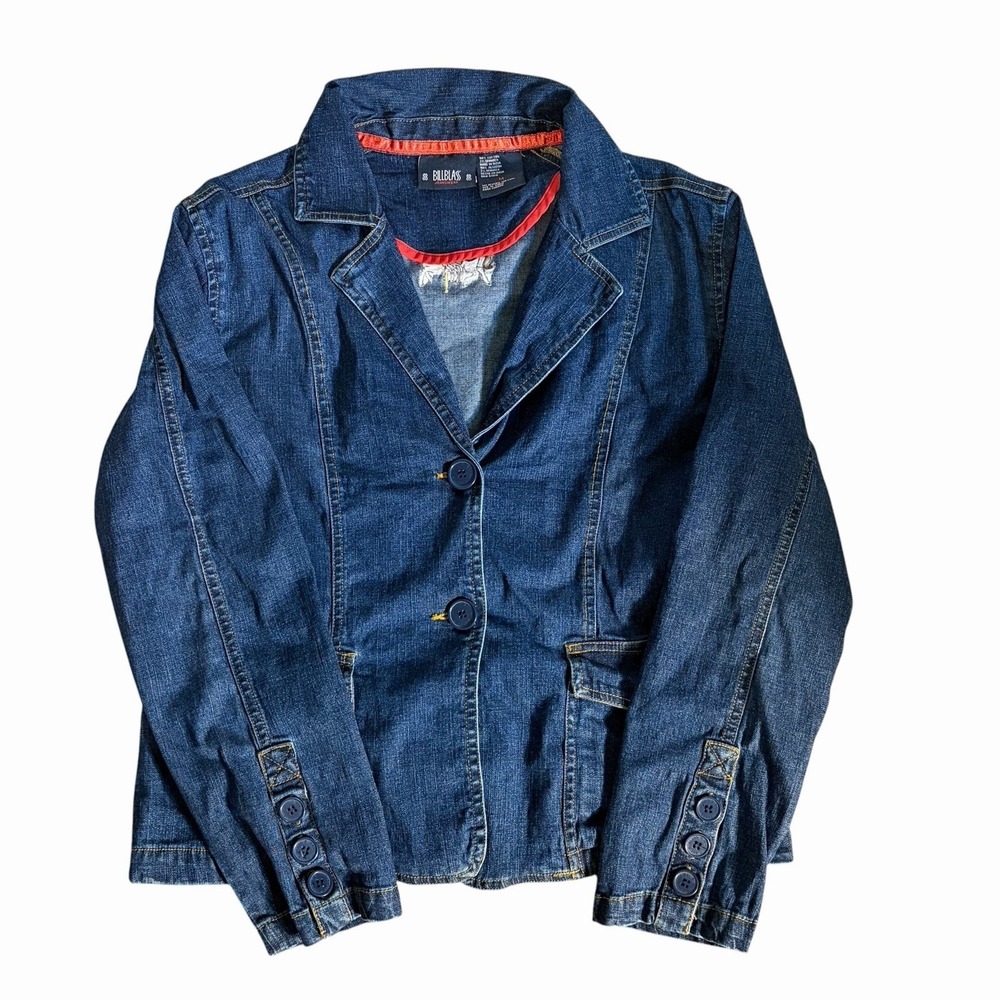 Women's Billblass Vintage Jean Blazer Medium Wash Size Medium Button Front